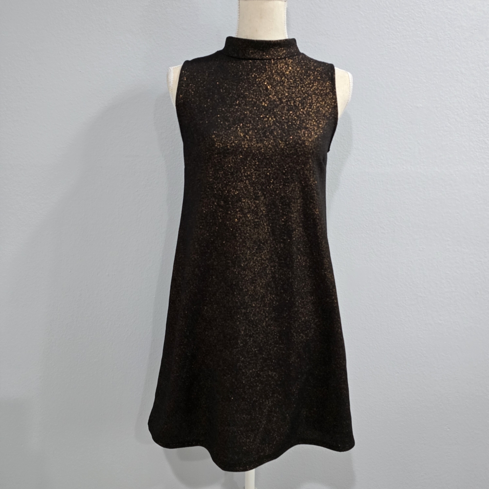 Ginger G Black and Copper Sparkle Mini Dress